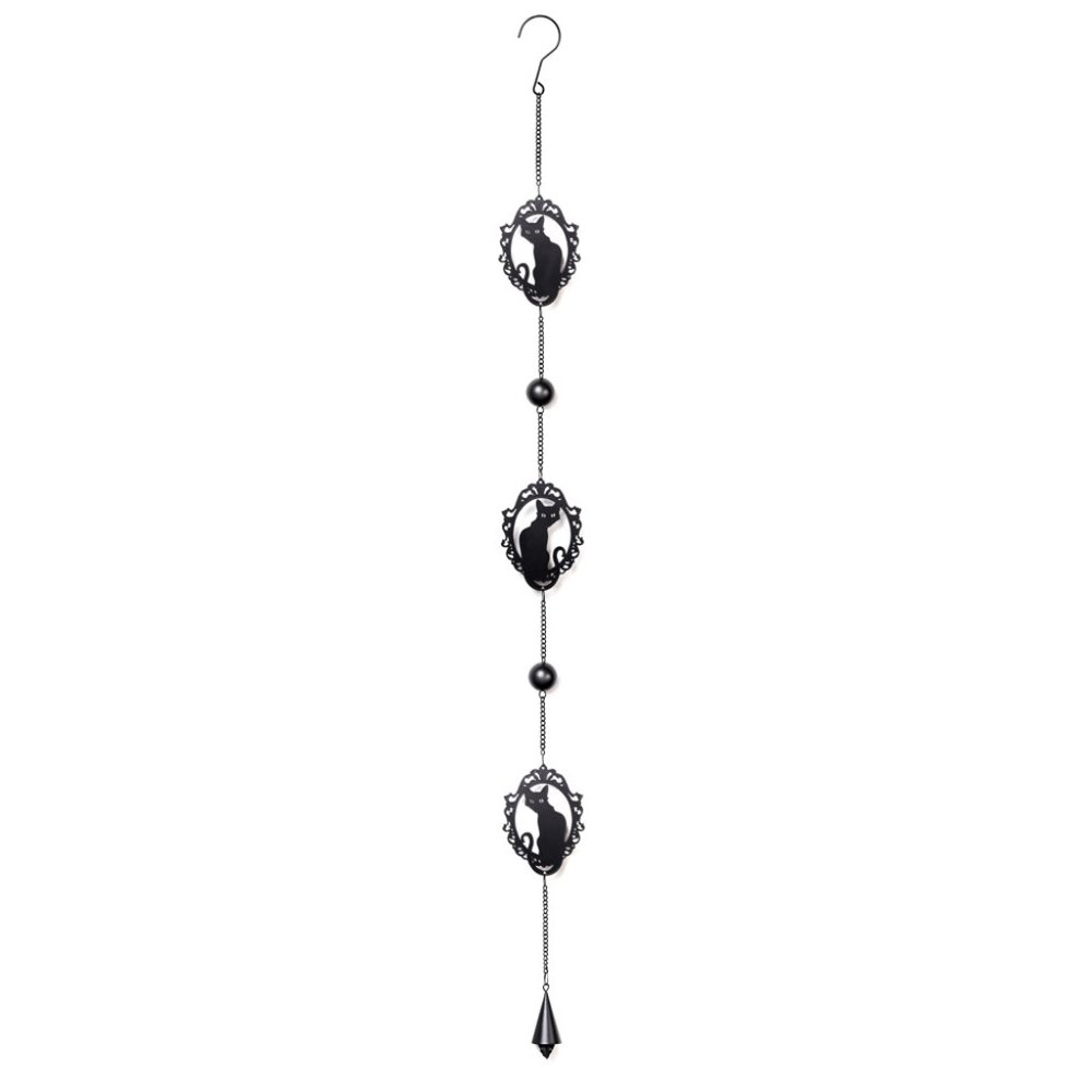 Alchemy Gothic Black Cat in Frame Hanging Decor Wind Chime Indoor Outdoor NWT - Picture 2 of 3